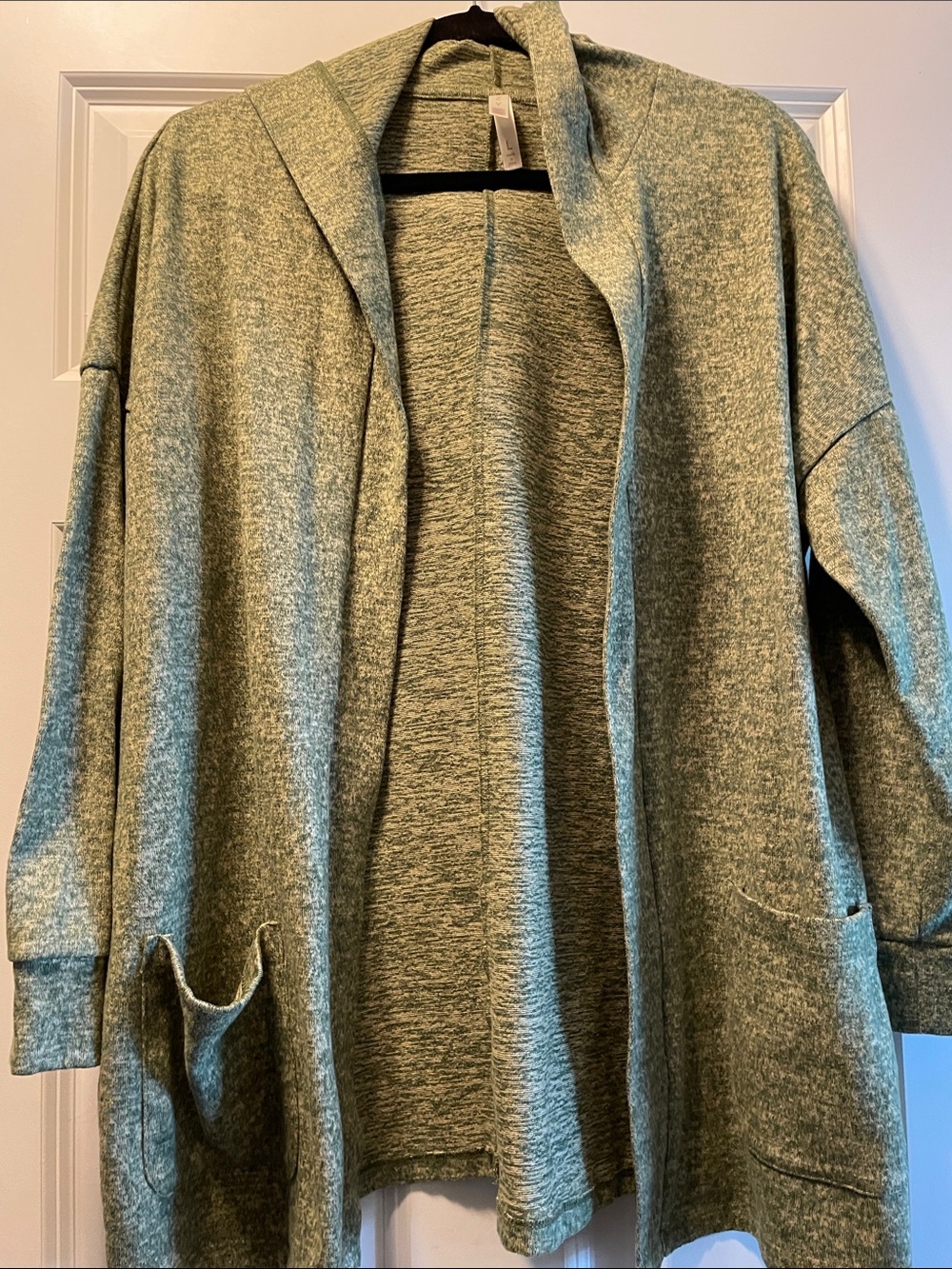 green lularoe hooded cardigan size large - like new!